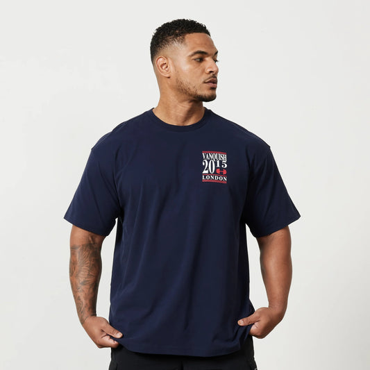 VANQUISH TSP NAVY BLUE MUSCLE OVERSIZED T SHIRT