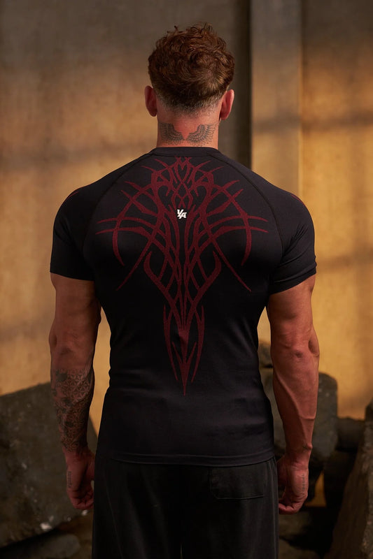 4067 - Gothic Compression Tees Negra/Roja