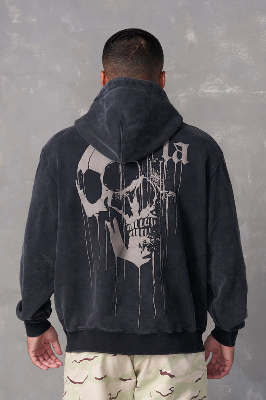 551 - DRIPPY SKULL HOODIE - NEGRO