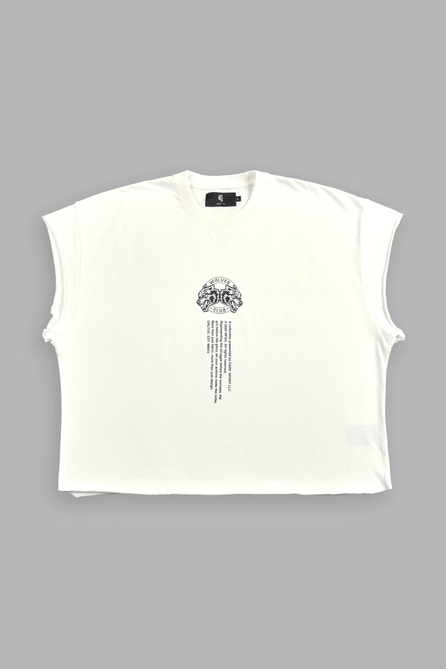 DARCSPORT - WOLVES WEB "GRUNGE" CUT OFF TEE IN CREAM