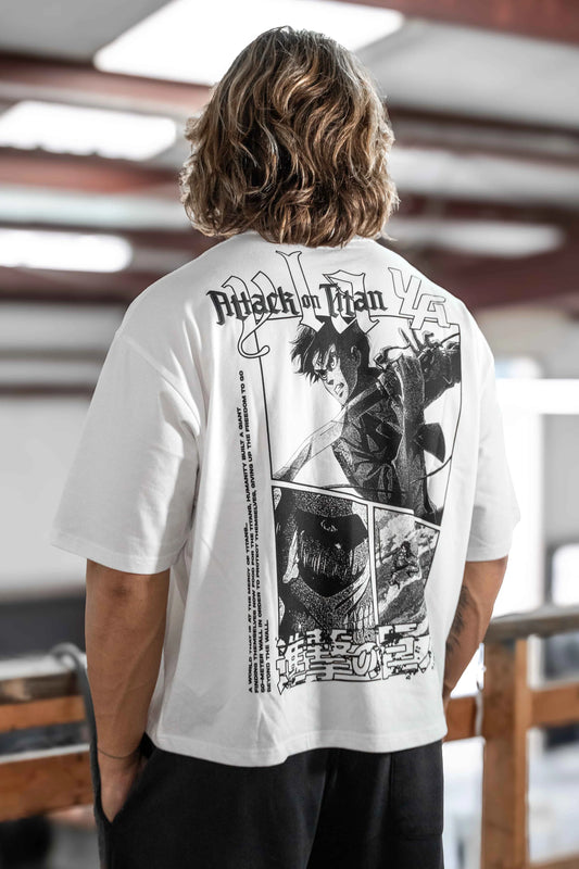 4186 - AOT© X YLA CROPPED TEES - FIRST BATTLE - BLANCO