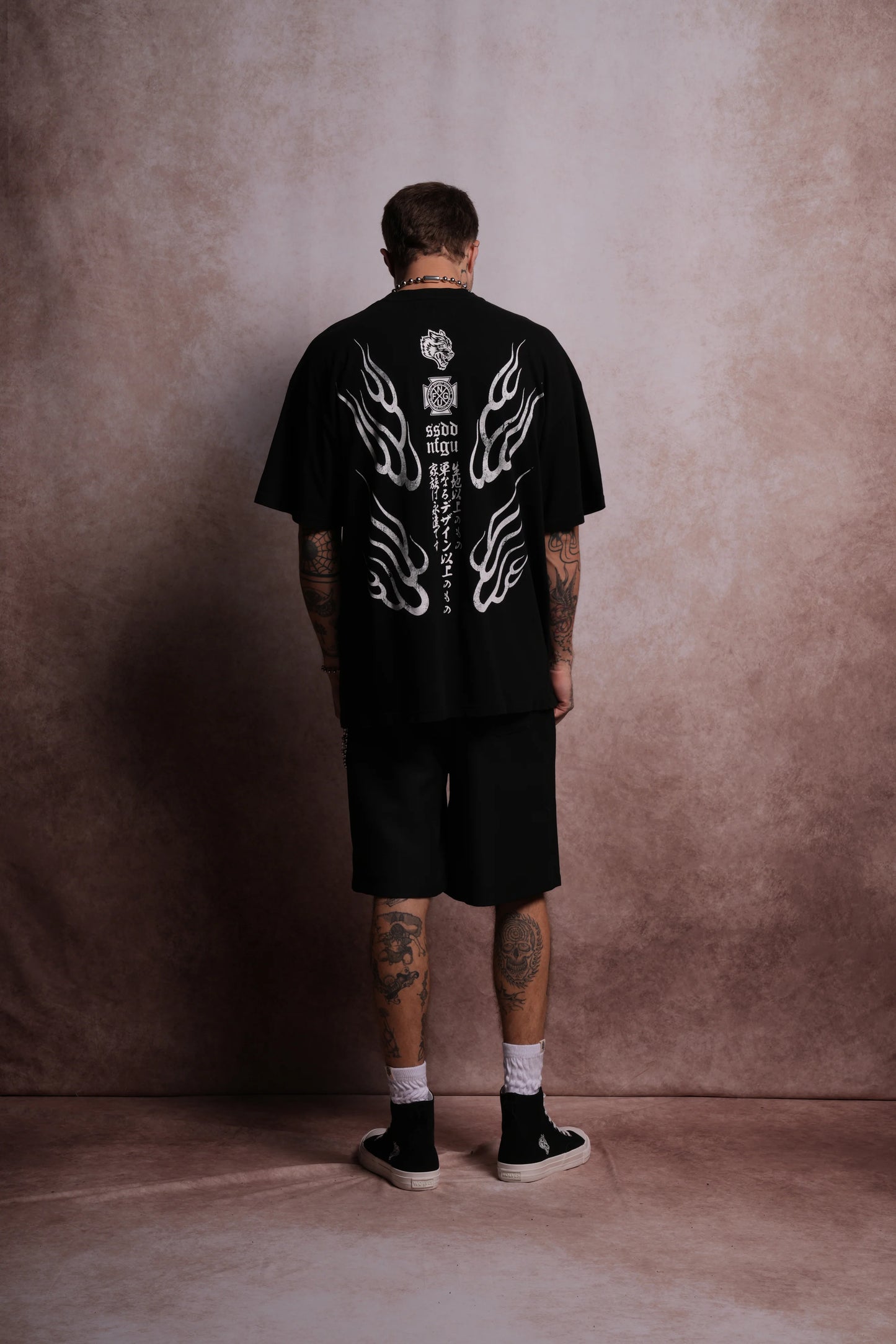 Oni Fire "Premium" Oversized Tee in Black