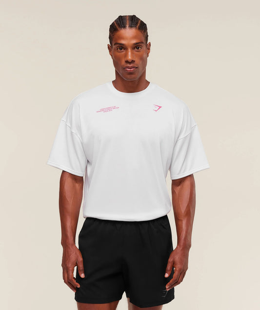 Conditioning Club Oversized T-Shirt – White-Energy Pink