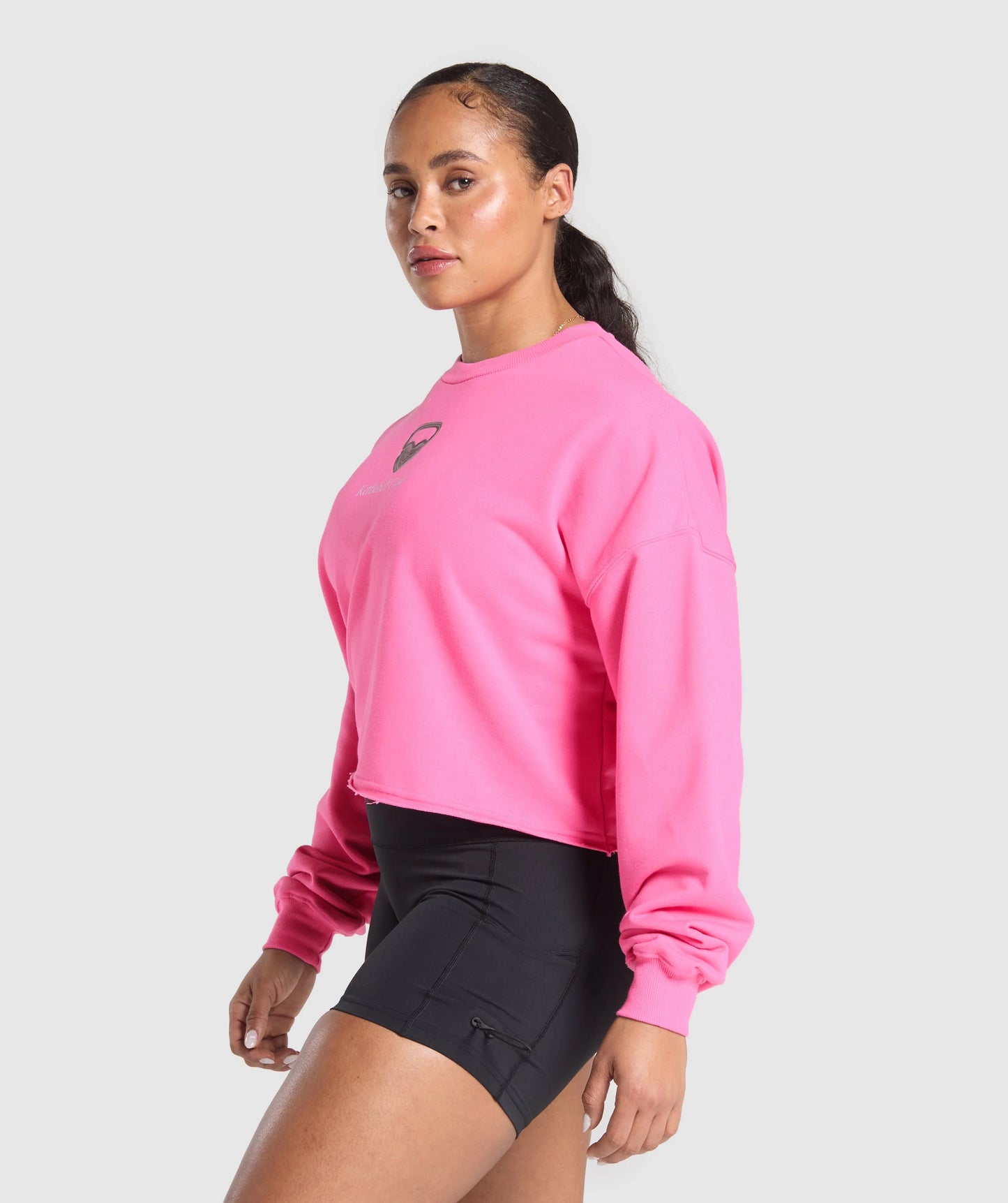 KETTLEBELL CUTIE CROPPED SWEATSHIRT - PINK