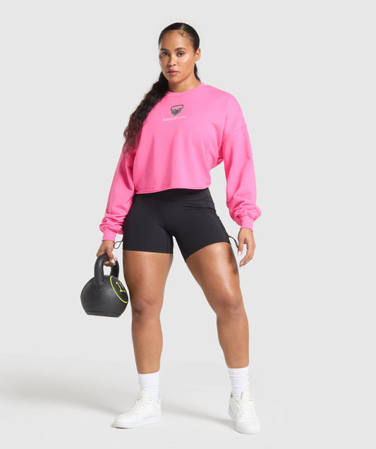 KETTLEBELL CUTIE CROPPED SWEATSHIRT - PINK