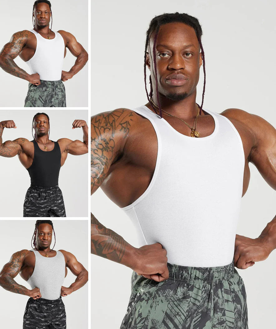 RIBBED TANK PACK 3 - GRIS NEGRO Y BLANCO