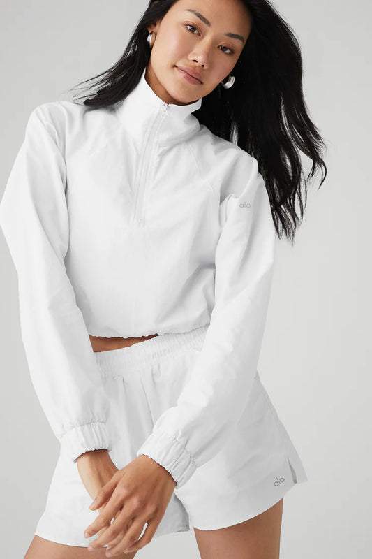 CROPPED 1/4 ZIP ALUMNI PULLOVER - BLANCO