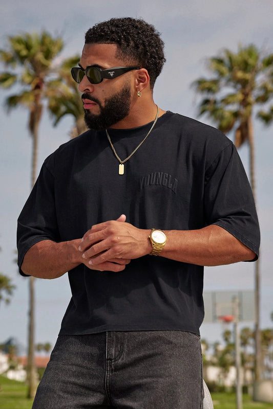 4138 - Foundation Cropped Tees - BLACK WASH