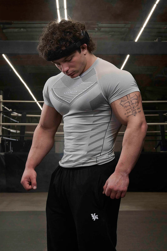 465 SUPERHERO COMPRESSION TEES - CEMENT