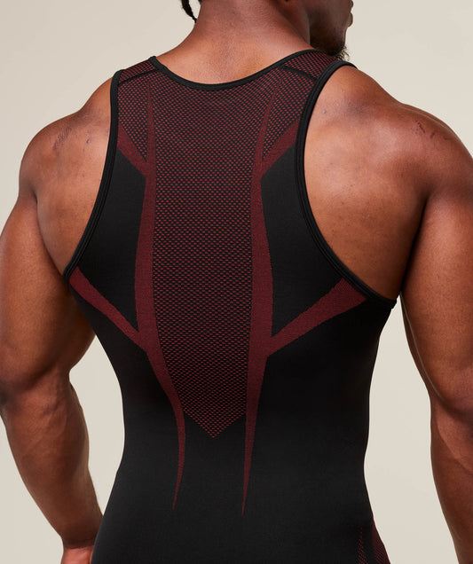 Onyx 5.0 Seamless Singlet – Black/Carmine Red