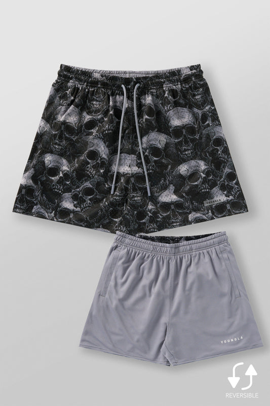 1111 - SKULLS & ROSES REVERSIBLE SHORTS - CALAVERA NEGRA