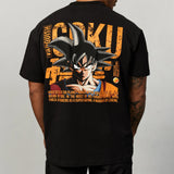 VANQUISH DBZ GOKU BLACK DISTRESSED PRINT OVERSIZED T SHIRT