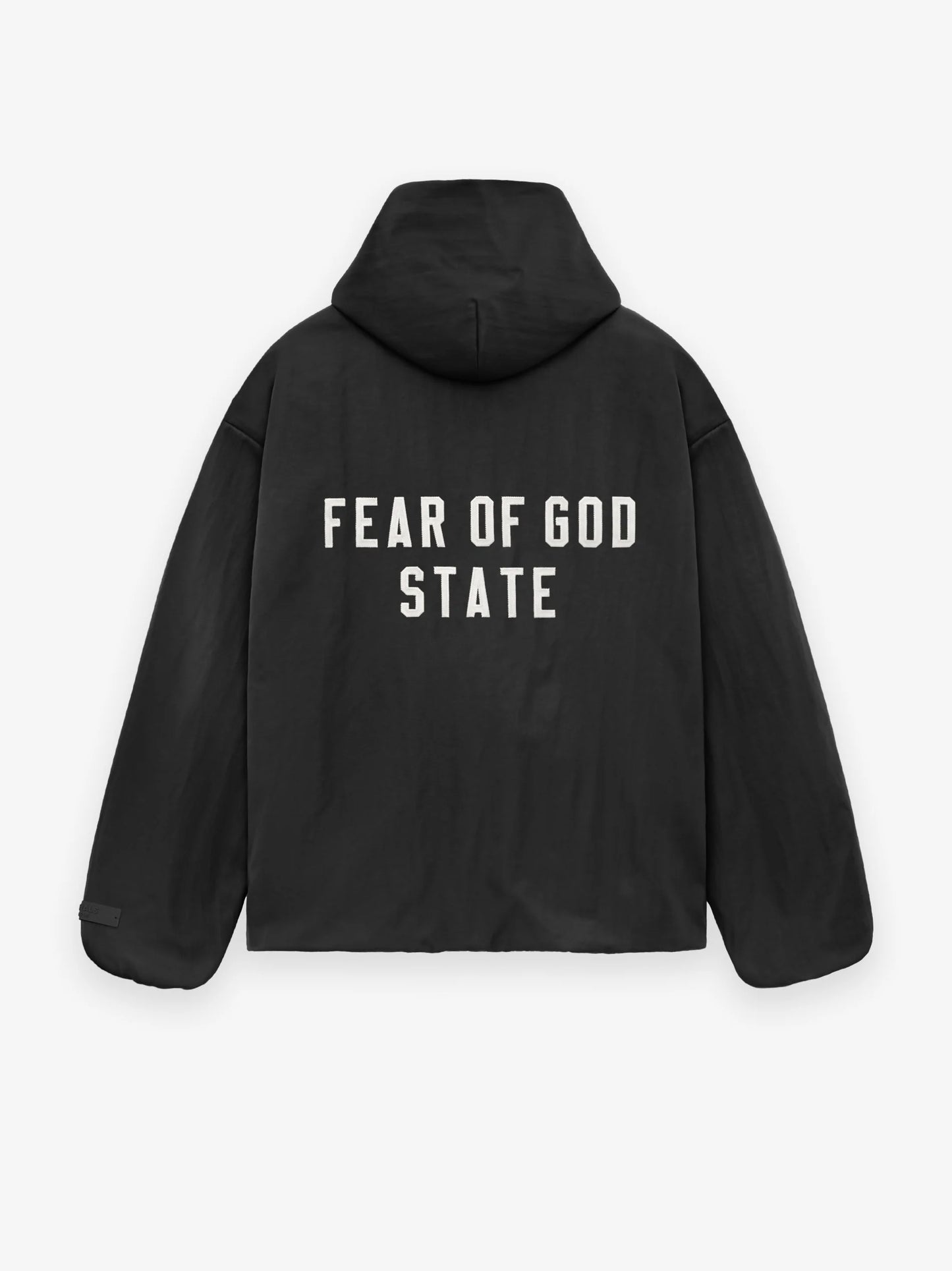 ESSENTIALS Textured Nylon Hooded Coaches Jacket Black