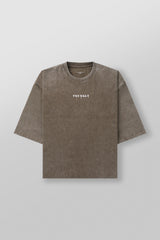 4018 - ESSENTIAL CROPPED TEES - Olive Brown Wash