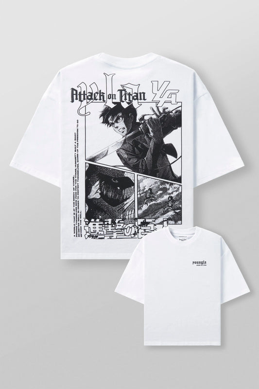 4186 - AOT© X YLA CROPPED TEES - FIRST BATTLE - BLANCO