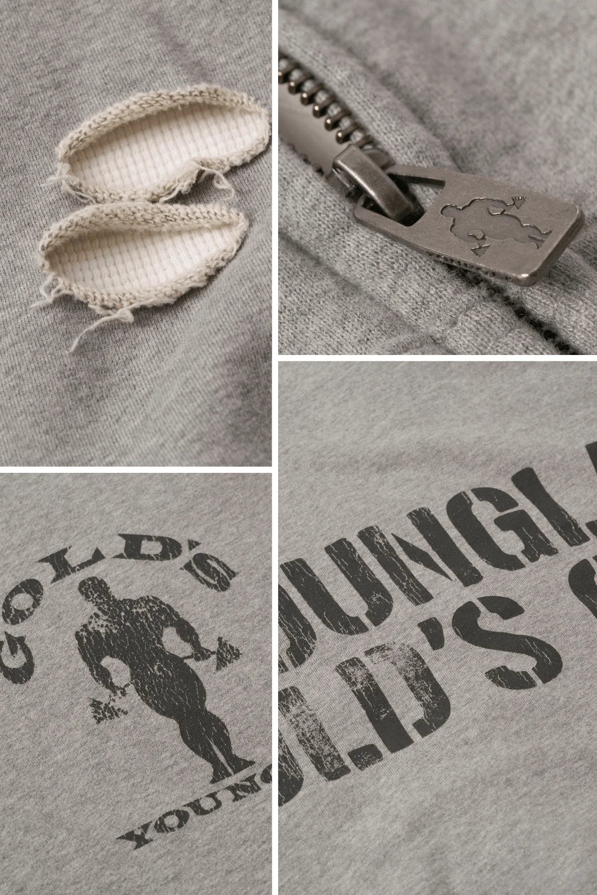 5226 YoungLA  Gold's Iron Legacy Layered Zip-Up