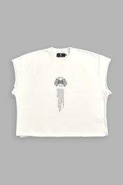 DARCSPORT - WOLVES WEB "GRUNGE" CUT OFF TEE IN CREAM