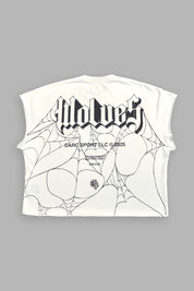 DARCSPORT - WOLVES WEB "GRUNGE" CUT OFF TEE IN CREAM