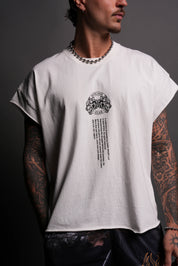 DARCSPORT - WOLVES WEB "GRUNGE" CUT OFF TEE IN CREAM