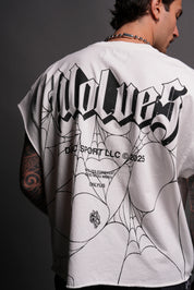 DARCSPORT - WOLVES WEB "GRUNGE" CUT OFF TEE IN CREAM
