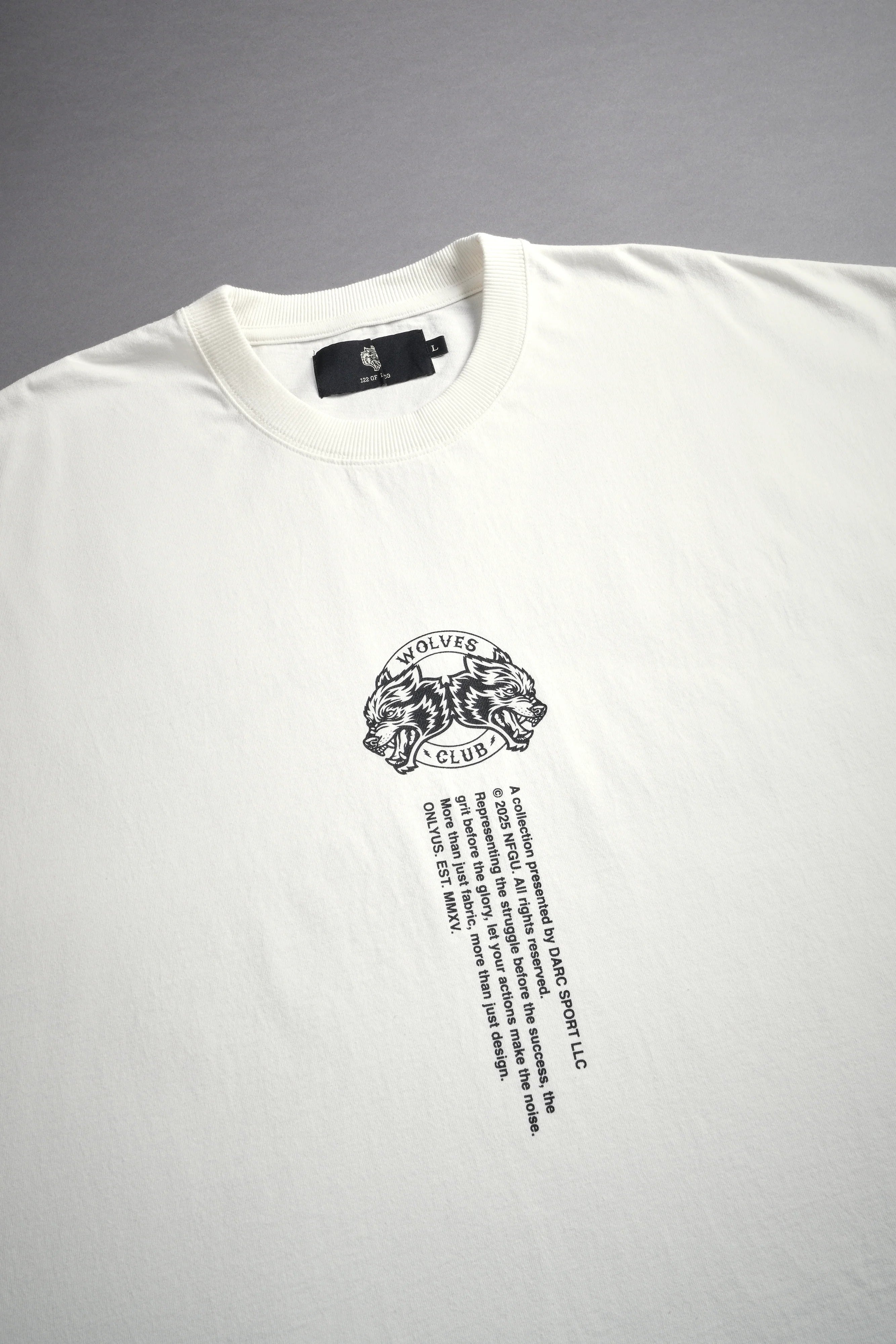 DARCSPORT - WOLVES WEB "GRUNGE" CUT OFF TEE IN CREAM