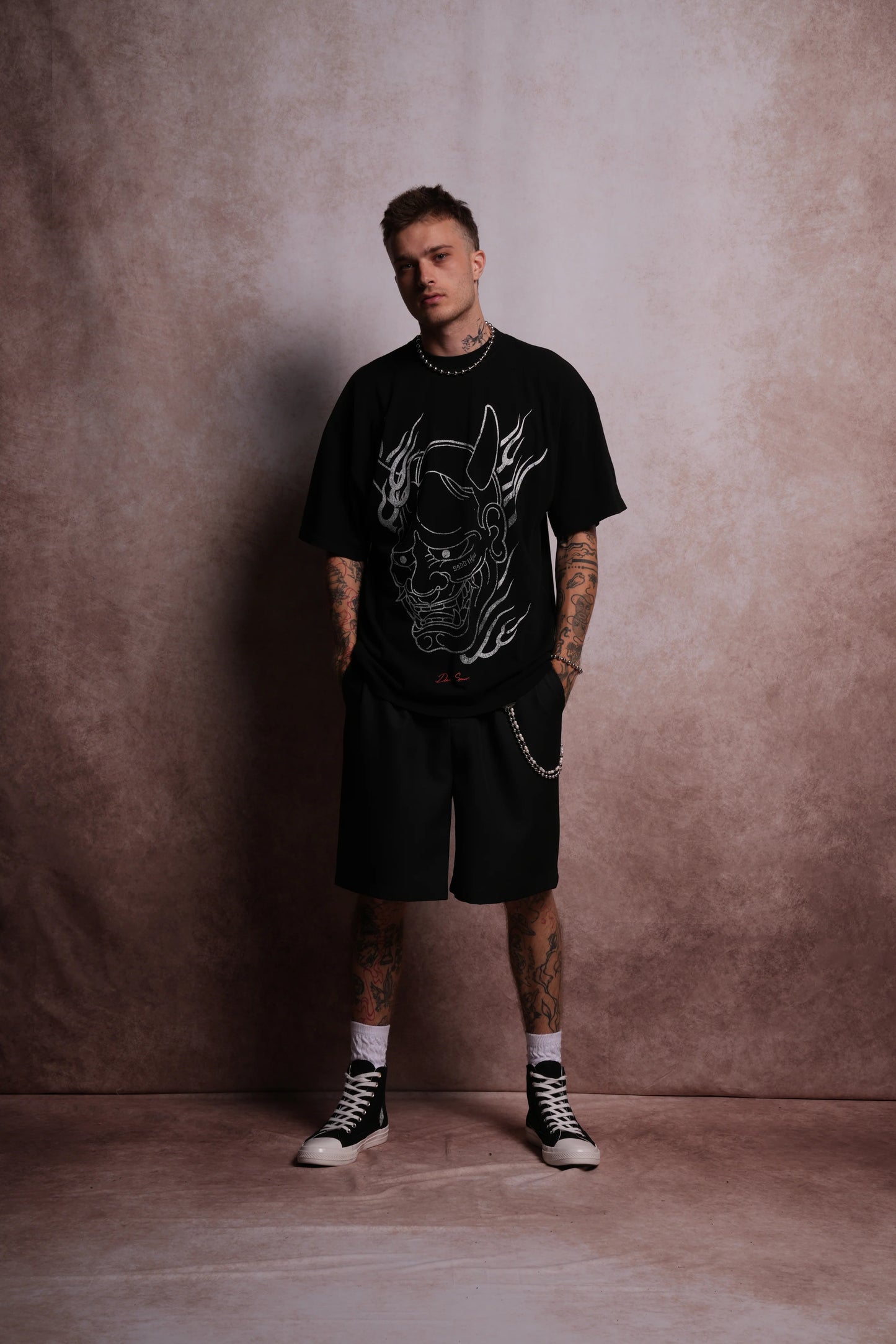 Oni Fire "Premium" Oversized Tee in Black