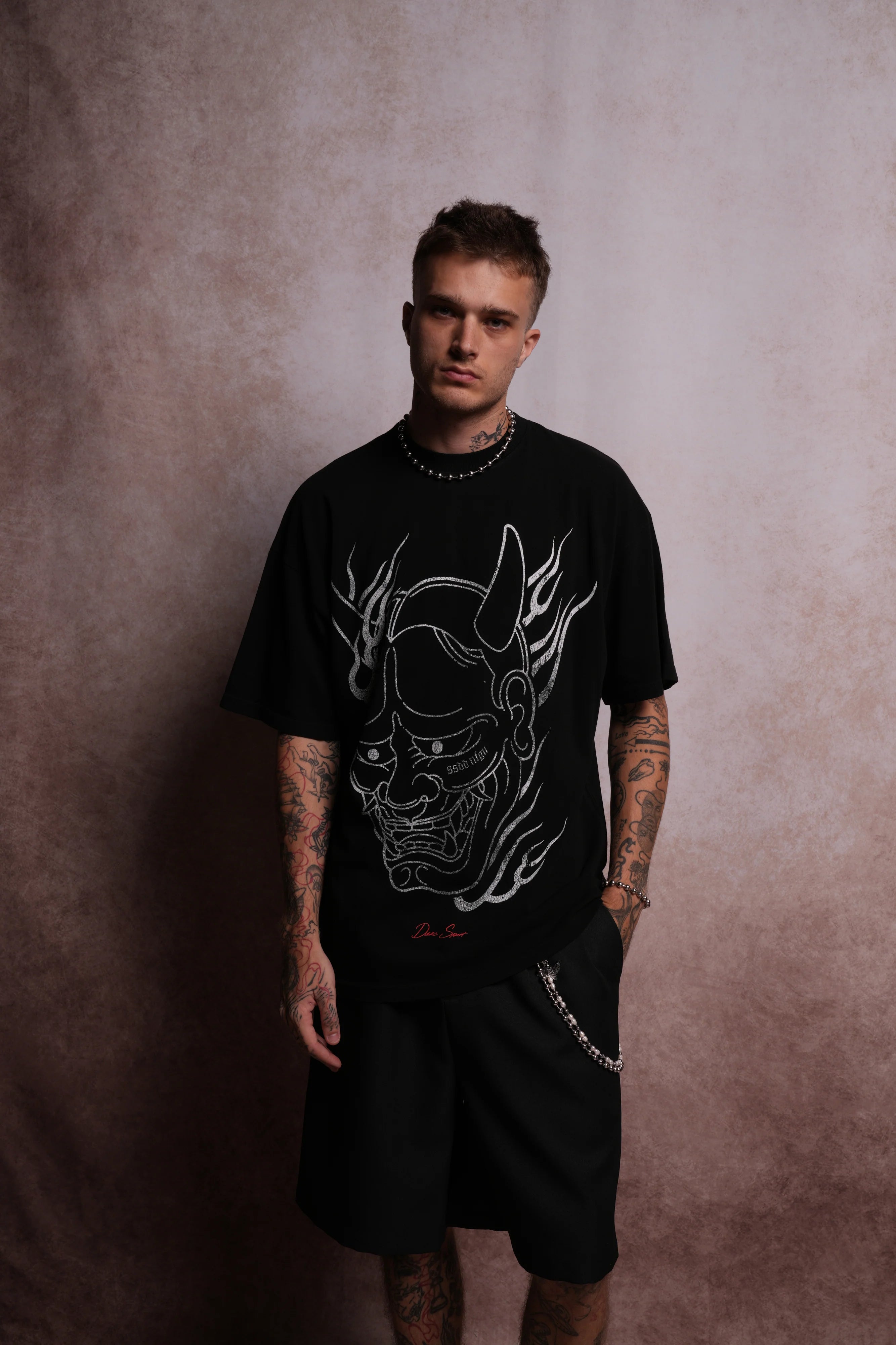 Oni Fire "Premium" Oversized Tee in Black