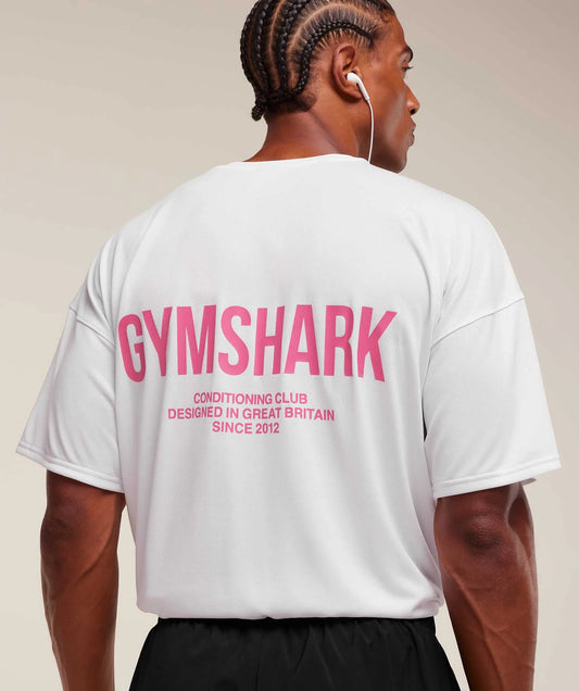 Conditioning Club Oversized T-Shirt – White-Energy Pink
