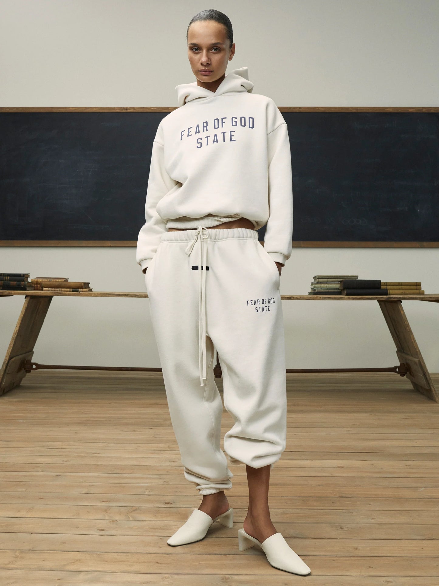 FLEECE HOODIE - SHELL - BLANCO