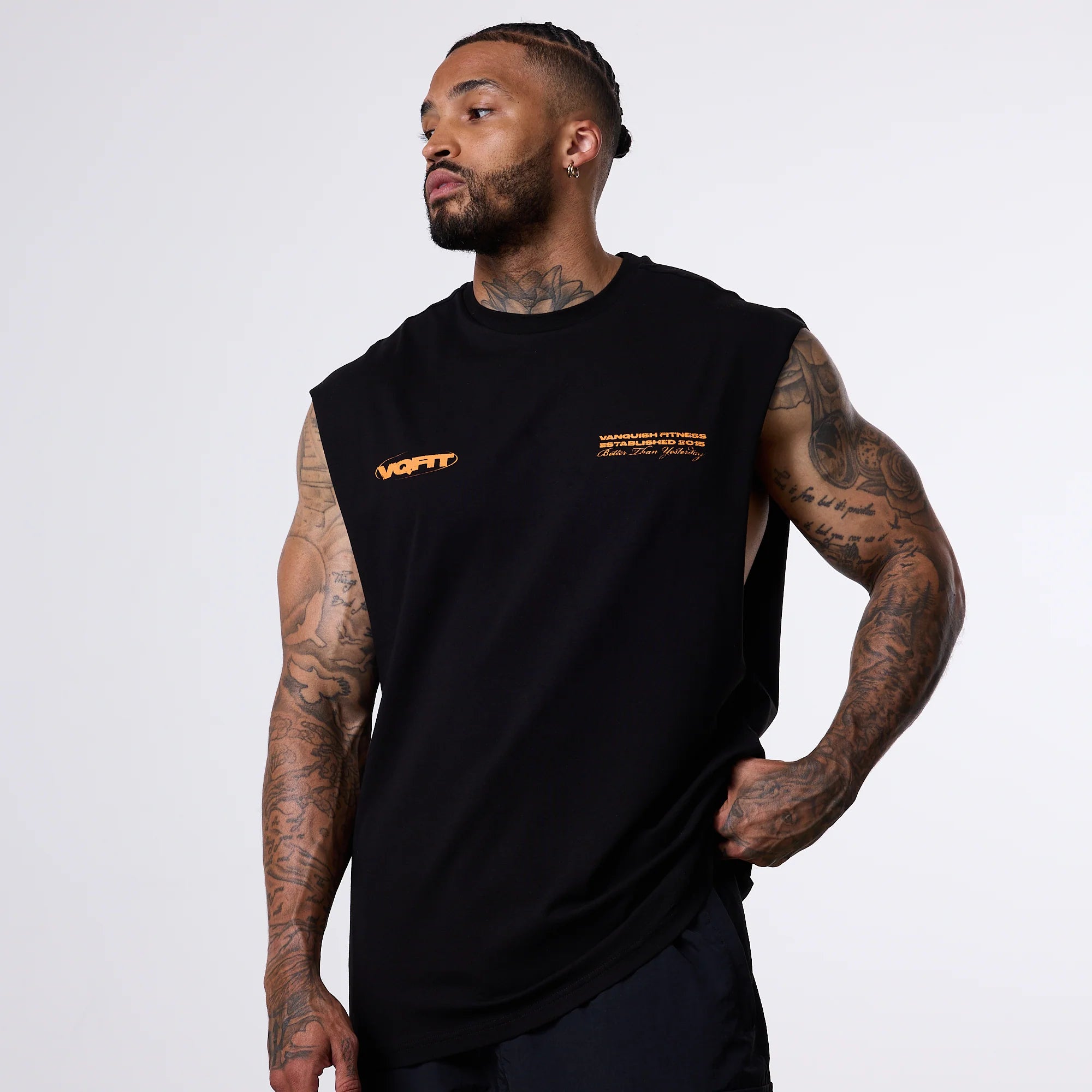 VANQUISH TSP REVOLVE SLEEVELESS BLACK T SHIRT