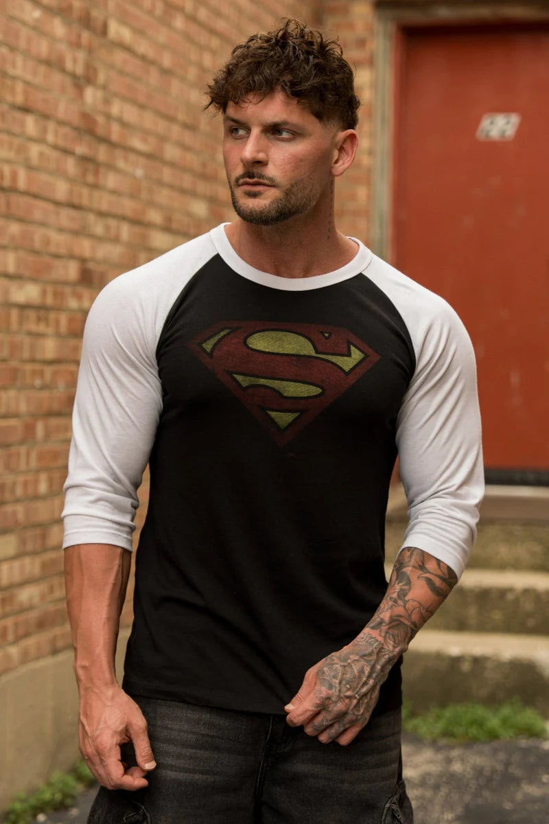 8072 - SUPERMAN 3/4 RAGLAN SHIRTS