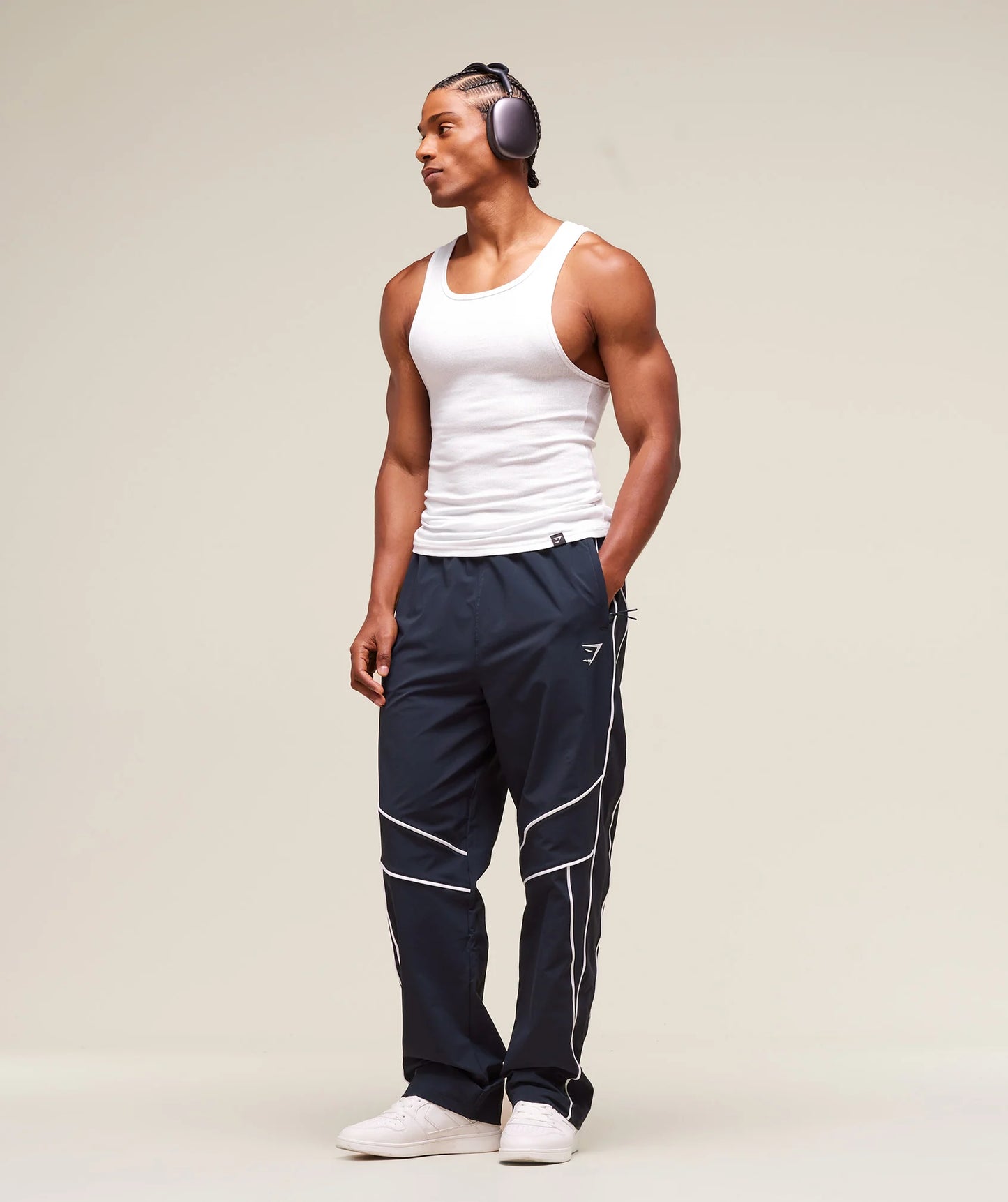 RETRO CRINKLE TRACK PANTS - HEAVY BLUE