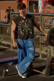 5069 - GOLDS GYM VINTAGE CUT OFFS - NEGRO