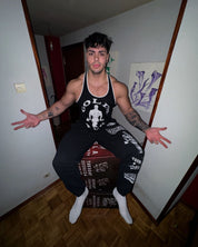 3014 - GOLDS GYM CLASSIC STRINGERS - NEGRO CON DETALLES EN BLANCO