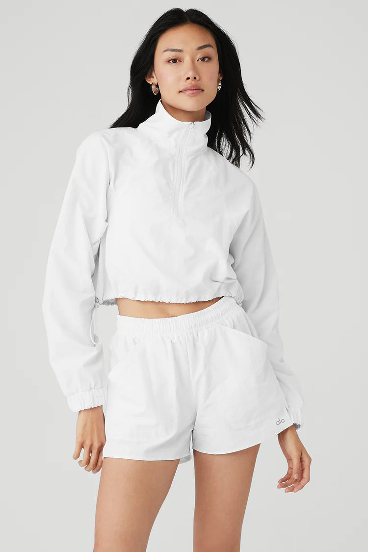 CROPPED 1/4 ZIP ALUMNI PULLOVER - BLANCO