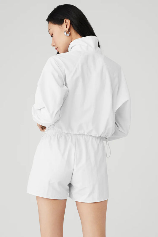 CROPPED 1/4 ZIP ALUMNI PULLOVER - BLANCO