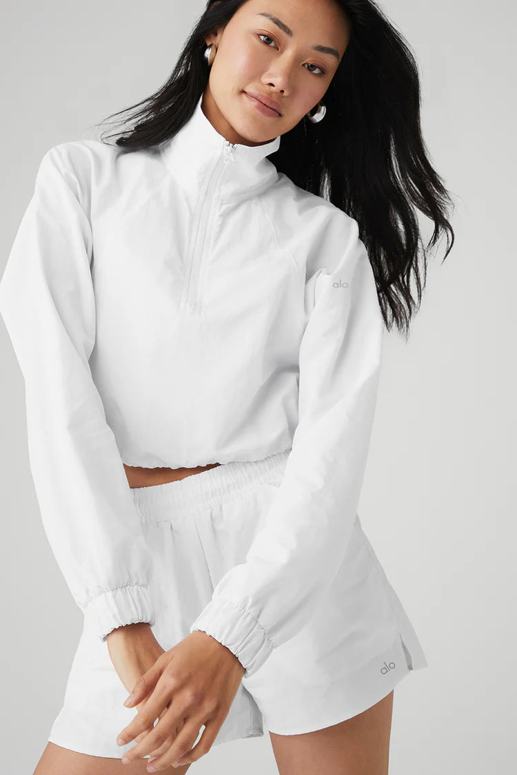 CROPPED 1/4 ZIP ALUMNI PULLOVER - BLANCO
