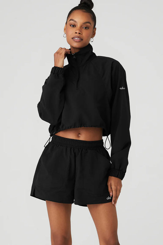 CROPPED 1/4 ZIP ALUMNI PULLOVER - NEGRO