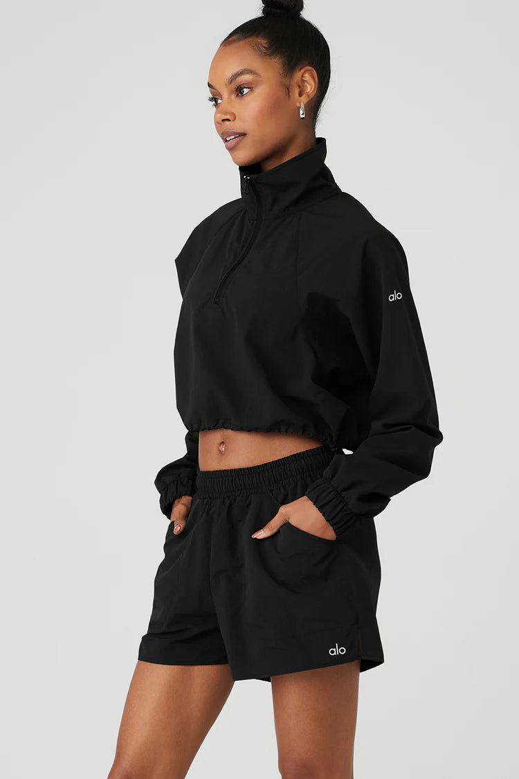 CROPPED 1/4 ZIP ALUMNI PULLOVER - NEGRO