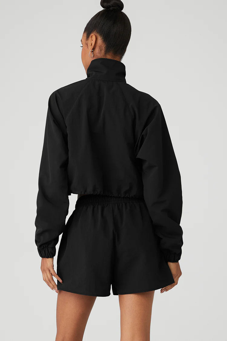 CROPPED 1/4 ZIP ALUMNI PULLOVER - NEGRO