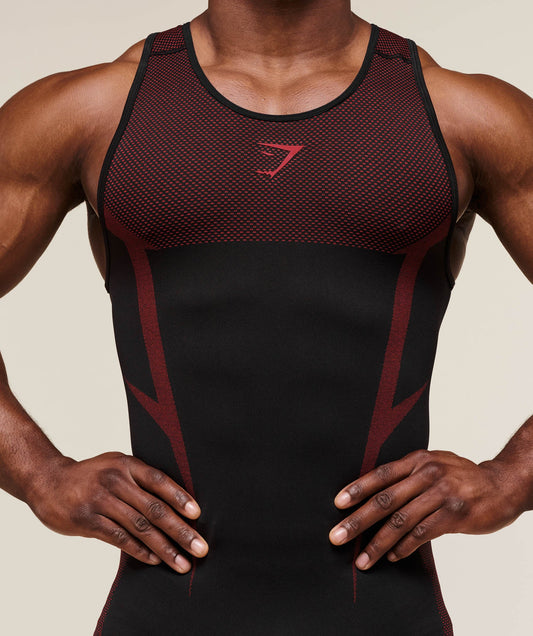 Onyx 5.0 Seamless Singlet – Black/Carmine Red
